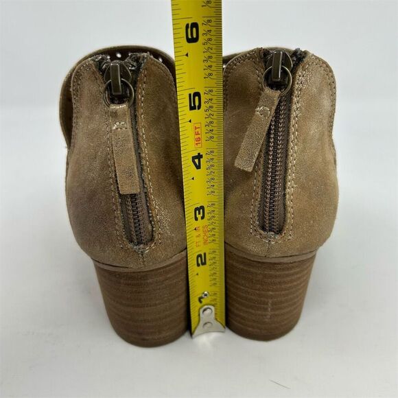 Sofft Beige Gold Tan Leather Wyoming Laser Cut Ankle Booties Size 7M Back Zip - Picture 8 of 12